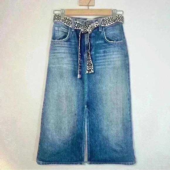 Current/Elliott Women’s The Slit Midi Rincon Skirt with Belt Size 24 - Picture 1 of 14